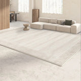 Tapis Salon Grand Format Crème Uni Texturé Style Japonais 9