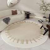 Tapis Rond Géométrique Noir & Crème Style Français – Salon & Chambre 5