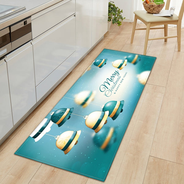 Tapis Runner Noël Fêtes Coloré Cuisine Entrée Lavable