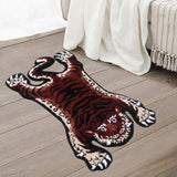 Tapis Forme Tigre – Motif Animal Peau Léopard Rouge & Marron | Chambre Salon 1