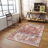 Tapis Vintage Rétro Médaillon Rouge & Bordeaux – Salon & Chambre 2