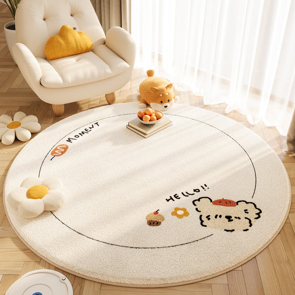 Tapis Rond Imprimé Animaux Kawaii Minimaliste Cachemire Chambre