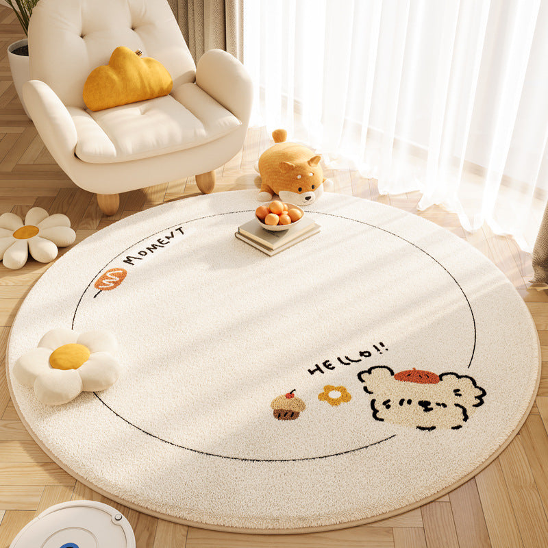 Tapis Rond Imprimé Animaux Kawaii Minimaliste Cachemire Chambre — Tapinna®