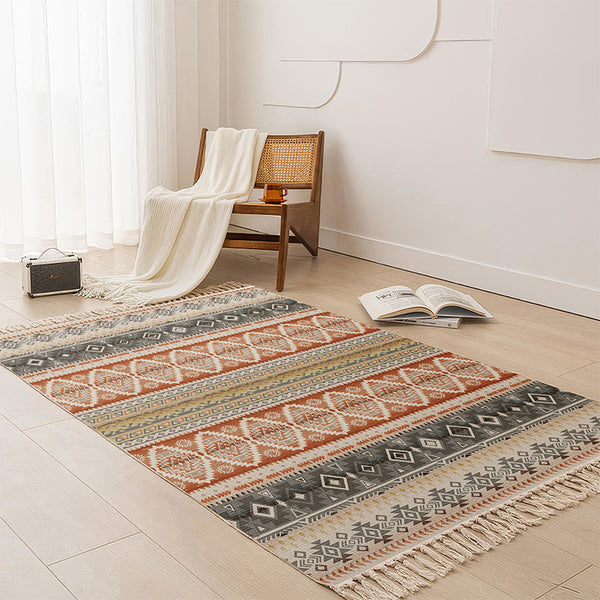 Tapis Ethnique Géométrique Style Bohème – Rectangulaire