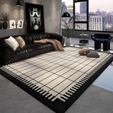 Tapis Rectangulaire Velours Cristal Damier Noir & Beige – Salon 3