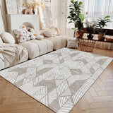 Tapis Rectangulaire Luxe Crème Texturé Multi-designs – Salon 6