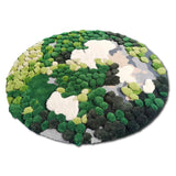 Tapis Rond Nature – Motif Mousse Forêt & Fleurs Sauvages Vert | Salon Chambre 2