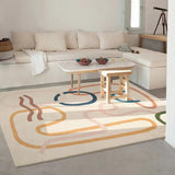 Tapis Rectangle Tufté Motifs Abstraits Lignes Courbes Colorées – Salon & Chambre 5