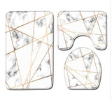 Set 3 Pièces Salle de Bain – Motif Marbre Élégant | Tapis & Contour WC 12