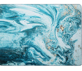 Tapis Salon Luxe Impression Peinture Abstraite Bleu Océan & Or – Grand Format 7