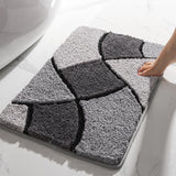 Tapis Rectangulaire Tufté Épais Motif Géométrique Gris – Salle de Bain & Entrée 1