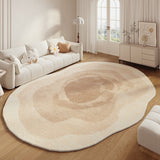Tapis Ovale Organique Crème Contour Bois Style Luxe – Salon & Chambre 1