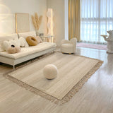 Tapis en Laine Naturelle Artisanal – Beige Naturel et Franges 1
