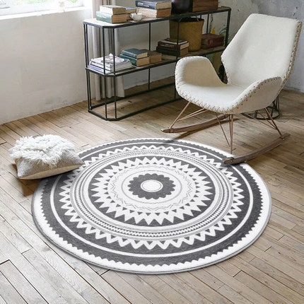 Tapis Rond Polyester Motif Mandala Scandinave – Salon & Chambre — Tapinna®