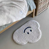 Tapis Forme Nuage Souriant Imitation Cachemire Blanc Doux 2