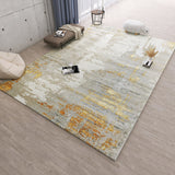 Tapis Rectangulaire Abstrait Doré & Gris Style Luxe – Salon & Chambre 6