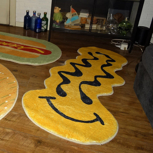 Tapis Forme Smiley Tufté Jaune – Entrée & Chambre