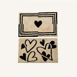 Tapis Entrée Coeur Touffeté Noir Blanc Moderne Hall Chambre 4
