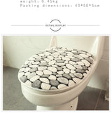 Set 3 Pièces Salle de Bain – Motif Galets Gris & Blanc | Tapis & Contour WC 8