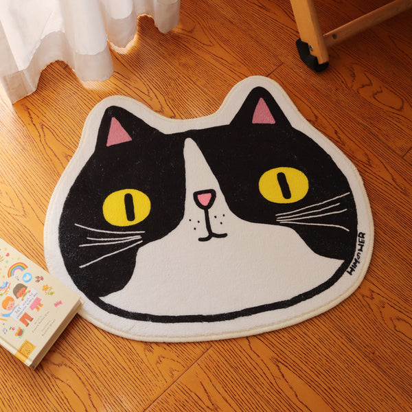 Tapis Tête de Chat Irrégulier – Illustration Kawaii | Chambre Enfant Salon