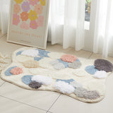 Tapis Irrégulier Fleece – Motif Floral Coloré Doux | Chambre Salon 1