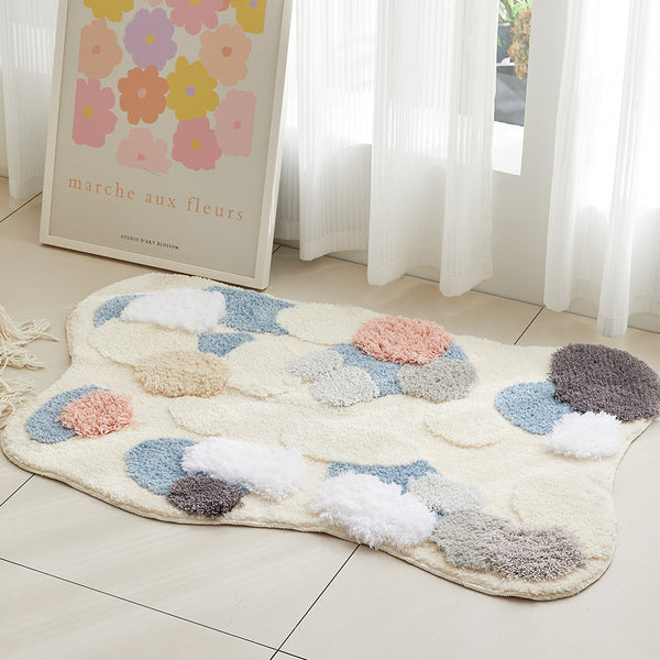 Tapis Irrégulier Fleece – Motif Floral Coloré Doux | Chambre Salon