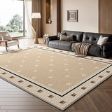 Tapis Rectangulaire Rétro Français Beige Bordure – Salon 7