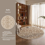 Tapis Rond Vintage – Motif Floral Oriental Beige & Brun | Salon Chambre 8