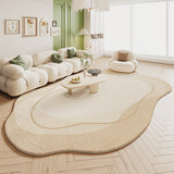 Tapis Irrégulier Luxe – Forme Organique Douce Beige & Vert | Salon Chambre 6