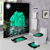Set Tapis de Bain + Rideau de Douche Imprimé – 3 Pièces 3