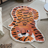 Tapis Tigre Tufté Irrégulier – Chambre & Dressing – Orange & Blanc 1