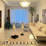 Tapis Rectangulaire Bordure Florale – Style Classique Beige & Noir | Salon Chambre 4