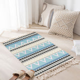 Tapis Tissé Coton Lin Franges Motifs Berbères Scandinave 5