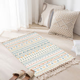 Tapis Tissé Coton Lin Franges Motifs Berbères Scandinave 7