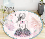 Tapis Rond Cartoon Illustrations Florales & Personnages – Chambre Enfant 3
