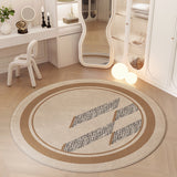 Tapis Rond Damier Beige Minimaliste Chambre Dressing Fille 5