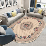 Tapis Ovale Floral Persan Rétro Velours Cristal Salon Luxe 4