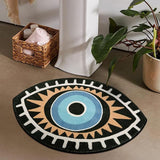 Tapis Rond Motif Œil Aztèque Bohème – Salon & Chambre 1
