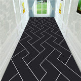 Tapis Runner Couloir Géométrique Noir Imprimé – Hôtel & Entrée 1