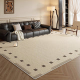 Tapis Rectangulaire Rétro Français Beige Bordure – Salon 5