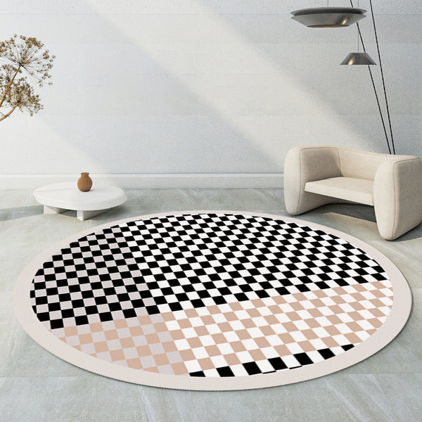 Tapis Rond Damier Noir & Blanc Style INS – Salon & Chambre