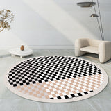 Tapis Rond Damier Noir & Blanc Style INS – Salon & Chambre 1