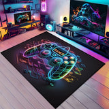 Tapis Gaming Floqué Manette Néon Chambre Ado Gamer Noir 1