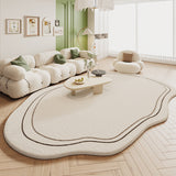Tapis Irrégulier Luxe – Forme Organique Douce Beige & Vert | Salon Chambre 5