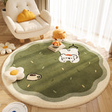 Tapis Rond Imprimé Animaux Kawaii Minimaliste Cachemire Chambre 8