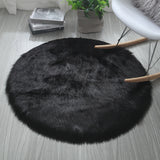 Tapis Rond Fourrure Synthétique Uni Moelleux Salon Chambre 3