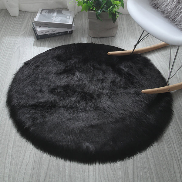 Tapis Rond Fourrure Synthétique Uni Moelleux Salon Chambre