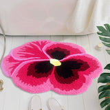 Tapis Tufté Fleur & Papillon Brodé – Rose & Multicolore – Forme Irrégulière 4