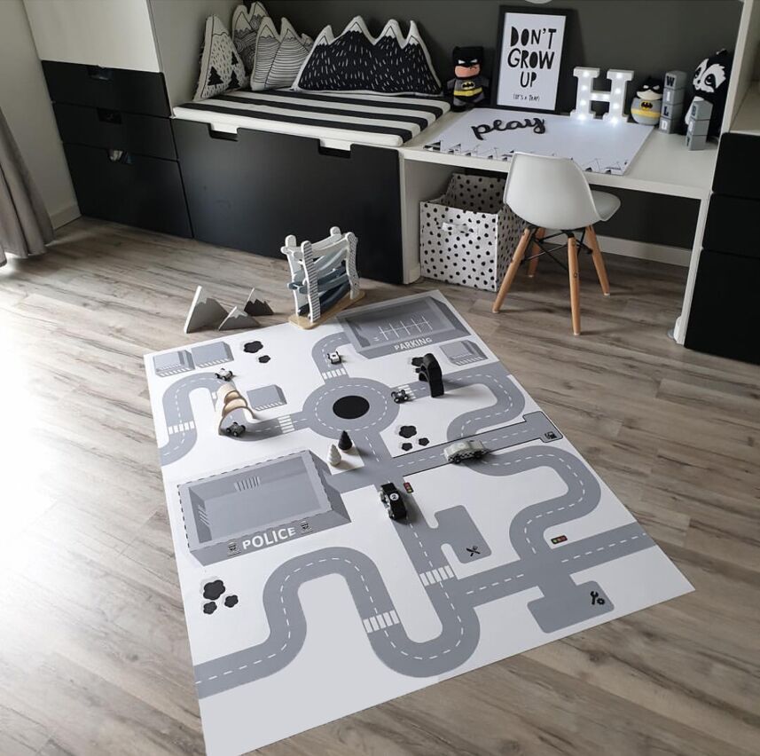 Tapis de Jeu Enfant Carte de Ville Polyester – Chambre — Tapinna®