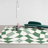 Tapis Rectangulaire Damier Luxe Vert & Blanc – Salon 2